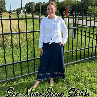 Haven ruffle dark wash long denim skirt