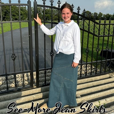 Aubrey vintage wash long denim skirt