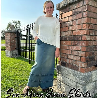 Taylor ruffle vintage wash long denim skirt