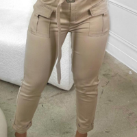 Fashion Women'S Solid Color High Waisted Pants - Thumbnail 1