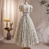 Cute High Neck Short A Line Prom Dresses, Beautiful Beading Pearl Sequins Party Dresses - Thumbnail 3