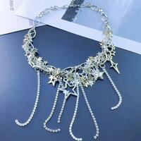 Metal Stars Tassel Choker Necklace - Thumbnail 3
