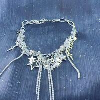 Metal Stars Tassel Choker Necklace - Thumbnail 4