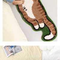 Cute Cat Animal Cartoon Minimalist Modern Chic Urban Soft Mat Moss Rugs Carpets Bedroom Decor - Thumbnail 5