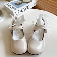 Balletcore Coquette Silver White Black Cute Leather Slipper Mary Jane Flat Shoes - Thumbnail 5