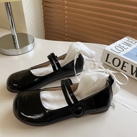 Balletcore Coquette Silver White Black Cute Leather Slipper Mary Jane Flat Shoes - Thumbnail 6