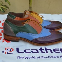 Handmade Classic Multi-Color Wingtip Oxford Dress Shoes - Thumbnail 3
