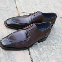 Dark Brown Leather Handmade Men Oxford Dress Shoes - Thumbnail 3