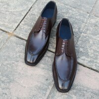 Dark Brown Leather Handmade Men Oxford Dress Shoes - Thumbnail 4