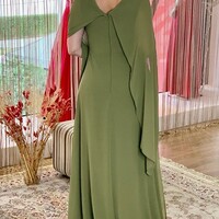 Elegant Olive Green Mother Of the Bride Dress Long A line Sleeveless Floor Length High Neck Vestidos De Ocasión Formal Dresses - Thumbnail 1