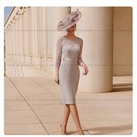 Elegant Mother Of The Bride Dresses 2 Pieces Sheath Appliques With Jacket Wedding Party Gowns  - Thumbnail 1