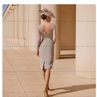 Elegant Mother Of The Bride Dresses 2 Pieces Sheath Appliques With Jacket Wedding Party Gowns  - Thumbnail 2