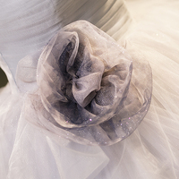 Gray Tulle Long Formal Dress, Gray Strapless Evening Dress - Thumbnail 5