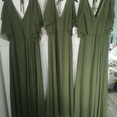 Olive green v neck bridesmaid dresses for wedding - Thumbnail 2