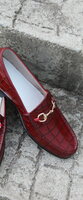 Custom Made Burgundy Color Crocodile Texture Horse bit Loafers Dress Shoes - Thumbnail 6