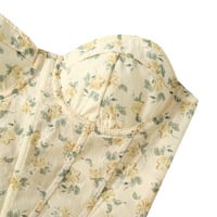 Blue Floral Lace Up Backless Corset Top - Thumbnail 6