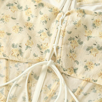 Blue Floral Lace Up Backless Corset Top - Thumbnail 8