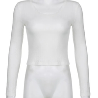 White Ribbed Lace Long Sleeve Shirt  - Thumbnail 5