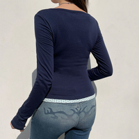 2PCS Polka Dot Lace Patchwork Long Sleeve Shirt  - Thumbnail 3