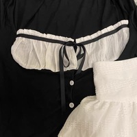 2PCS Long Sleeve Square Collar Top + Mini Tierred Ruffle Skirt - Thumbnail 6