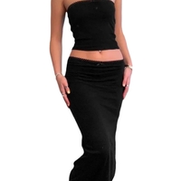 2PCS Black Tube Top + Maxi Skirt Set - Thumbnail 7