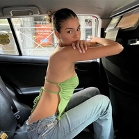 Green Strapless Bandage Backless Top - Thumbnail 1