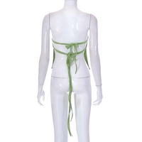 Green Strapless Bandage Backless Top - Thumbnail 5