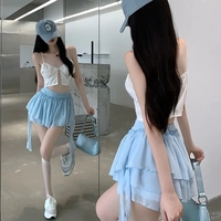 Blue Ruffle High Waist Tulle Mini Skirt  - Thumbnail 5