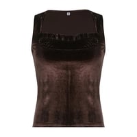 Brown Velvet Patchwork Tank Top - Thumbnail 4