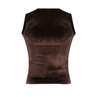 Brown Velvet Patchwork Tank Top - Thumbnail 7