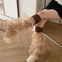 Layered Mesh Ruffle Thigh High Leg Warmers  - Thumbnail 4