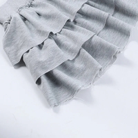Grey Ruffle Low Rise Pleated Skirt - Thumbnail 5