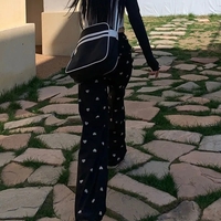 Black Heart Loose High Waist Pants - Thumbnail 3