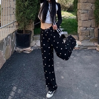 Black Heart Loose High Waist Pants - Thumbnail 5