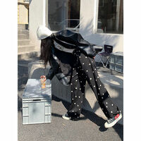 Black Heart Loose High Waist Pants - Thumbnail 6