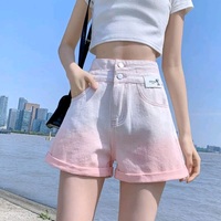 Pink Ombre High Waist Button Shorts - Thumbnail 5