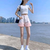 Pink Ombre High Waist Button Shorts - Thumbnail 4