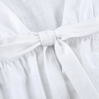 White Cotton Lantern Long Sleeve Dress - Thumbnail 5