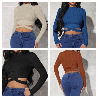 Long sleeve knit crop-td - Thumbnail 1
