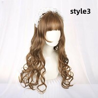 Two-dimensional full headgear wavy curly wig long curly hair - Thumbnail 4