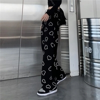 Black Heart Print High Waist Pants  - Thumbnail 2