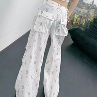 Floral Print Drawstring High Waist Pants  - Thumbnail 6