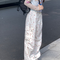 Floral Print Drawstring High Waist Pants  - Thumbnail 7