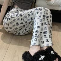 Puppy & Kitten Print Flare Trousers  - Thumbnail 3