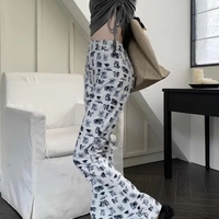 Puppy & Kitten Print Flare Trousers  - Thumbnail 5