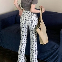 Puppy & Kitten Print Flare Trousers  - Thumbnail 7