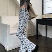 Puppy & Kitten Print Flare Trousers  - Thumbnail 8