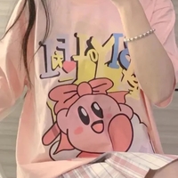 Pink Anime Cartoon Print Short Sleeve T-shirt  - Thumbnail 5