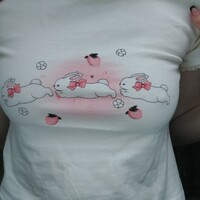 Rabbit Kitten Lace Trim Short Sleeve T-shirt  - Thumbnail 6