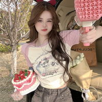 Cat Cartoon Patchwork Print Short Sleeve T-shirt  - Thumbnail 3